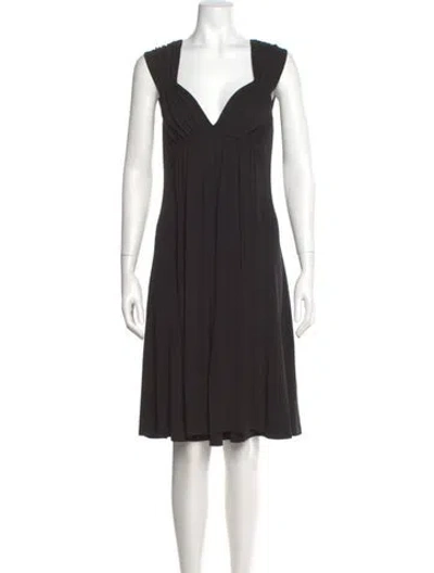 Pre-owned Michael Kors V-neck Knee-length Dress In Black