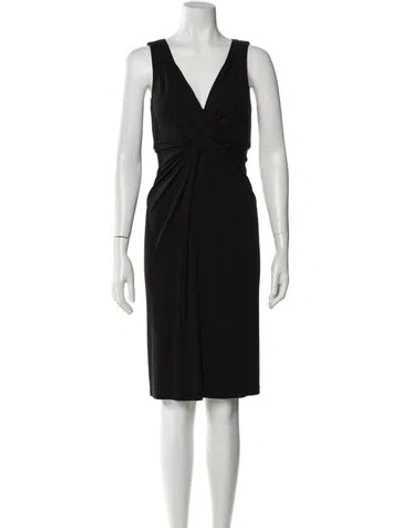 Pre-owned Michael Kors V-neck Knee-length Dress In Black