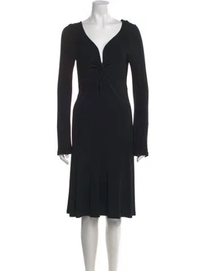 Pre-owned Michael Kors V-neck Knee-length Dress In Black