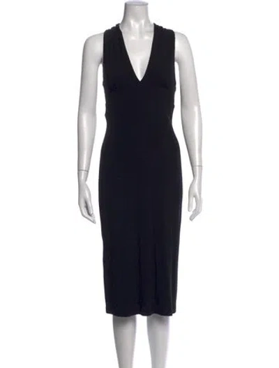 Pre-owned Michael Kors V-neck Knee-length Dress In Black