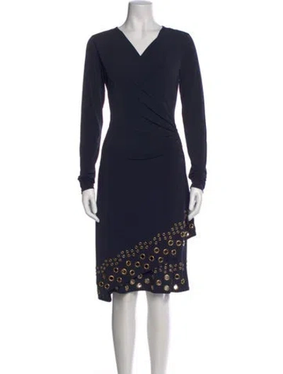 Pre-owned Michael Kors V-neck Knee-length Dress In Blue