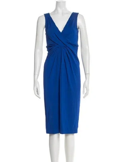 Pre-owned Michael Kors V-neck Knee-length Dress In Blue