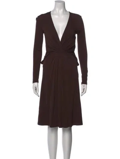 Pre-owned Michael Kors V-neck Knee-length Dress In Brown