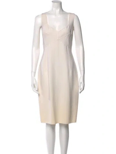 Pre-owned Michael Kors V-neck Knee-length Dress In Neutral
