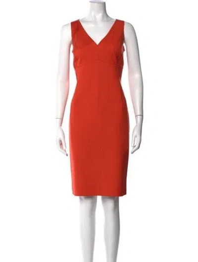 Pre-owned Michael Kors V-neck Knee-length Dress In Orange