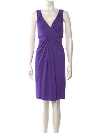 Pre-owned Michael Kors V-neck Knee-length Dress In Purple