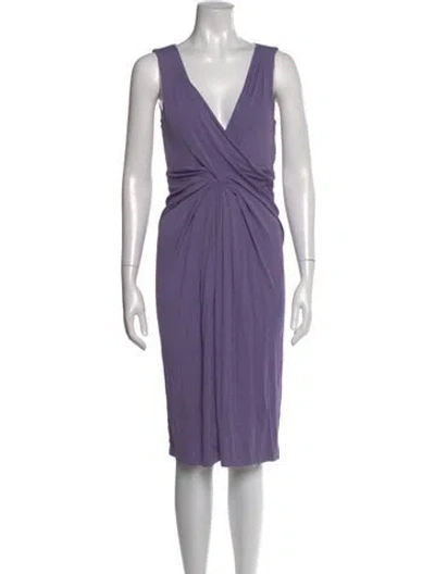 Pre-owned Michael Kors V-neck Knee-length Dress In Purple