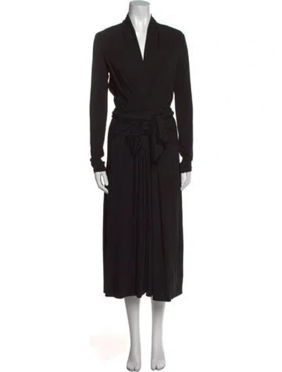 Pre-owned Michael Kors V-neck Long Dress In Black