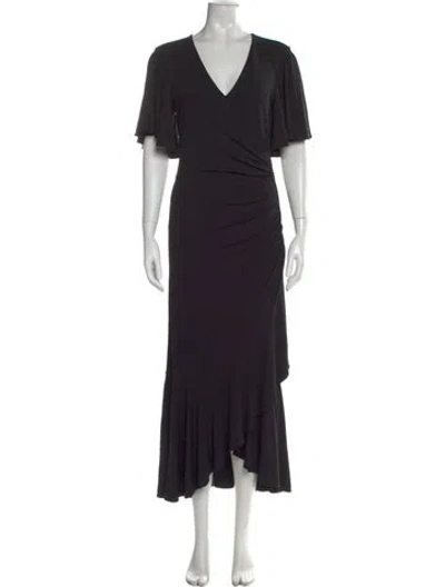 Pre-owned Michael Kors V-neck Long Dress In Black