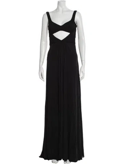 Pre-owned Michael Kors V-neck Long Dress In Black