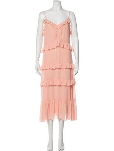 Pre-owned Michael Kors V-neck Long Dress In Pink