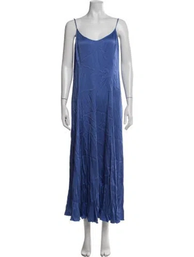 Pre-owned Michael Kors V-neck Long Dress W/ Tags In Blue