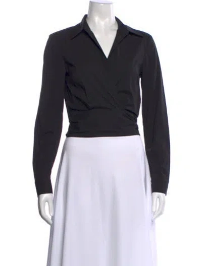 Pre-owned Michael Kors V-neck Long Sleeve Blouse In Black