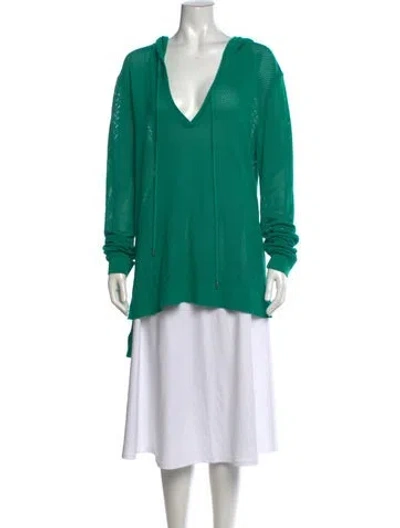 Pre-owned Michael Kors V-neck Long Sleeve Hoodie In Green