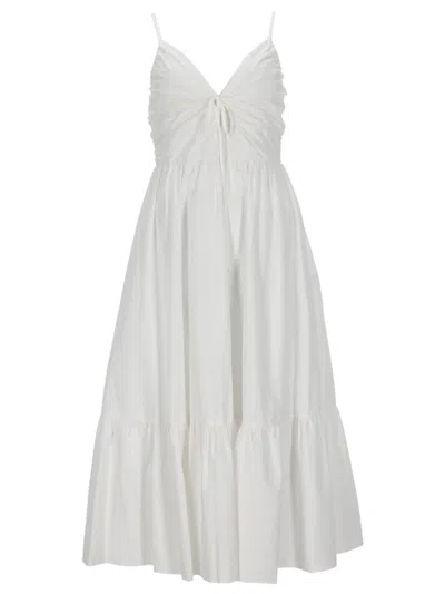 Michael Kors V-neck Midi Dress In White