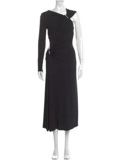 Pre-owned Michael Kors V-neck Midi Length Dress In Black