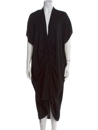 Pre-owned Michael Kors V-neck Midi Length Dress In Black