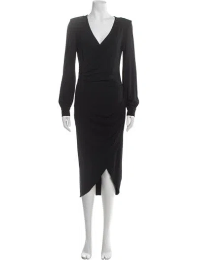 Pre-owned Michael Kors V-neck Midi Length Dress In Black