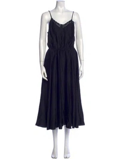 Pre-owned Michael Kors V-neck Midi Length Dress In Blue