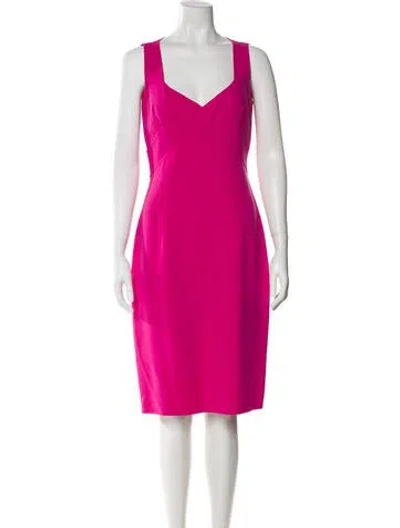 Pre-owned Michael Kors V-neck Midi Length Dress In Pink