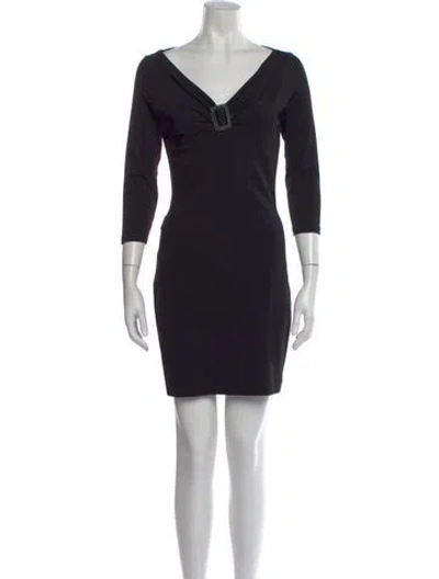 Pre-owned Michael Kors V-neck Mini Dress In Black
