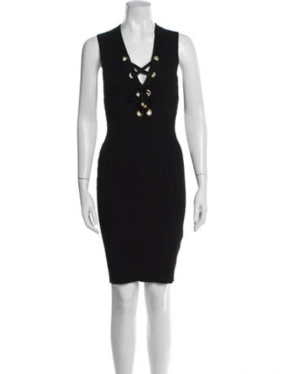 Pre-owned Michael Kors V-neck Mini Dress In Black