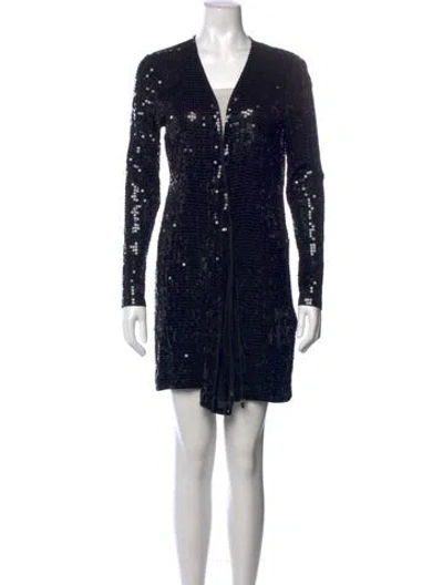 Pre-owned Michael Kors V-neck Mini Dress In Black