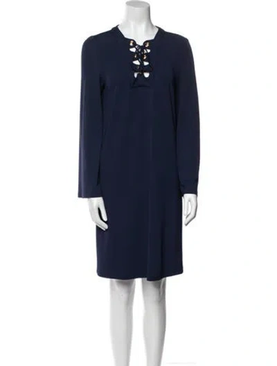 Pre-owned Michael Kors V-neck Mini Dress In Blue