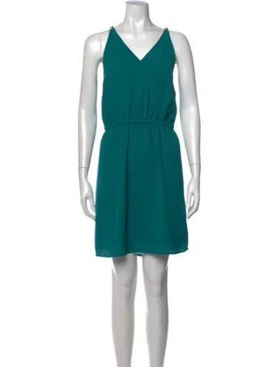 Pre-owned Michael Kors V-neck Mini Dress In Blue