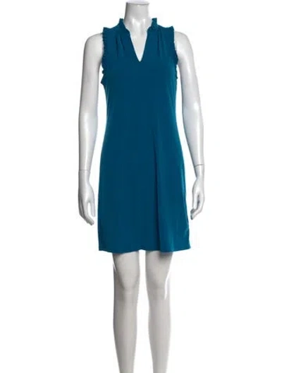 Pre-owned Michael Kors V-neck Mini Dress In Blue