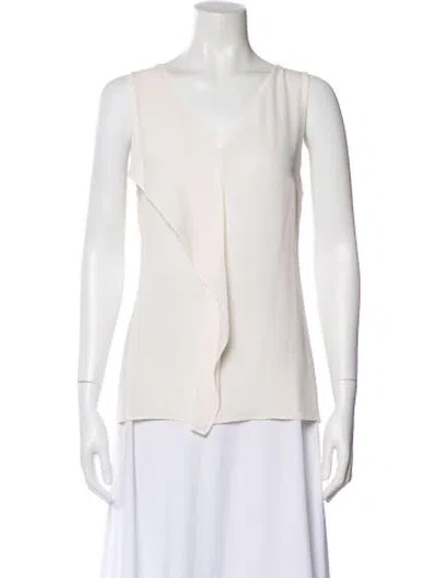 Pre-owned Michael Kors V-neck Sleeveless Blouse In Neutral