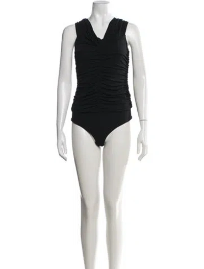 Pre-owned Michael Kors V-neck Sleeveless Bodysuit In Black