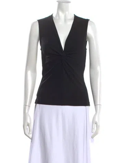 Pre-owned Michael Kors V-neck Sleeveless Top In Black