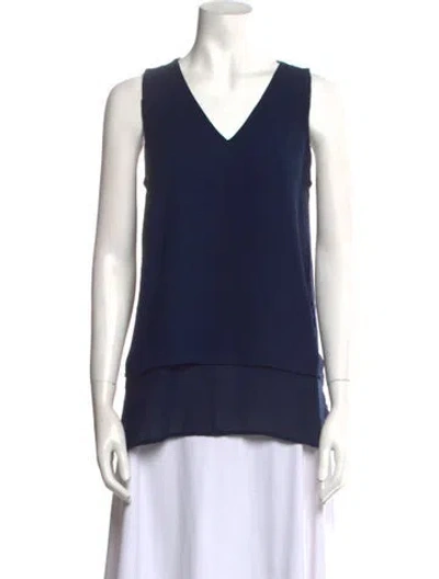 Pre-owned Michael Kors V-neck Sleeveless Top In Blue