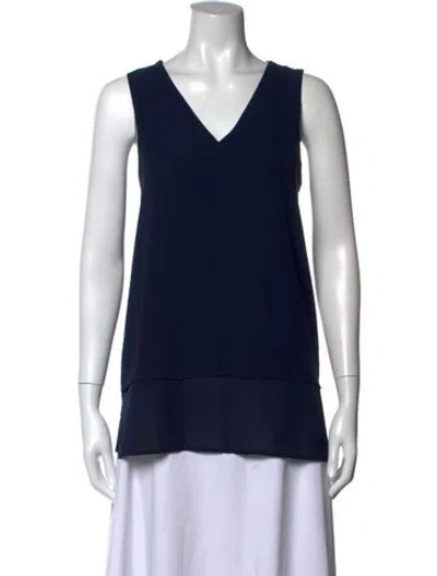 Pre-owned Michael Kors V-neck Sleeveless Top In Blue