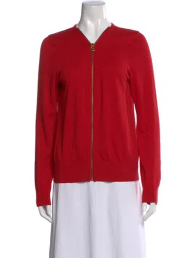 Pre-owned Michael Kors V-neck Sweater In Red
