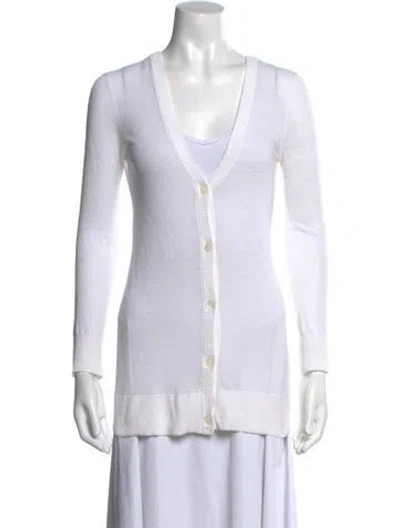 Pre-owned Michael Kors V-neck Sweater In White