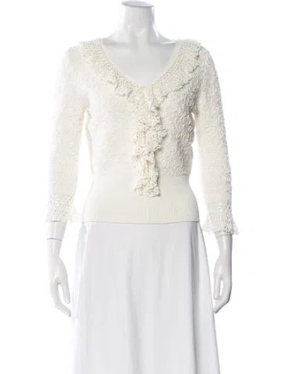 Pre-owned Michael Kors V-neck Sweater In White