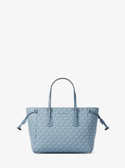 Michael Kors Voyager Extra-small Signature Logo Tote Bag In Blue