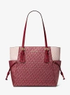 Michael Kors Voyager Large Color-block Metallic Signature Logo Tote Bag In Red