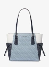 Michael Kors Voyager Large Color-block Signature Logo Tote Bag In Blue