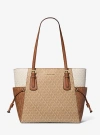 Michael Kors Voyager Large Color-block Signature Logo Tote Bag In Brown