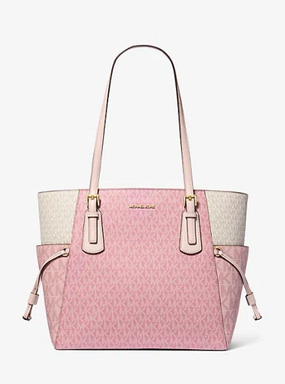 Michael Kors Voyager Large Color-block Signature Logo Tote Bag In Pink