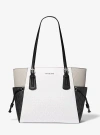 Michael Kors Voyager Large Color-block Signature Logo Tote Bag In White