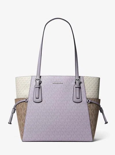 Michael Kors Voyager Large Color-block Signature Logo Tote Bag In Purple