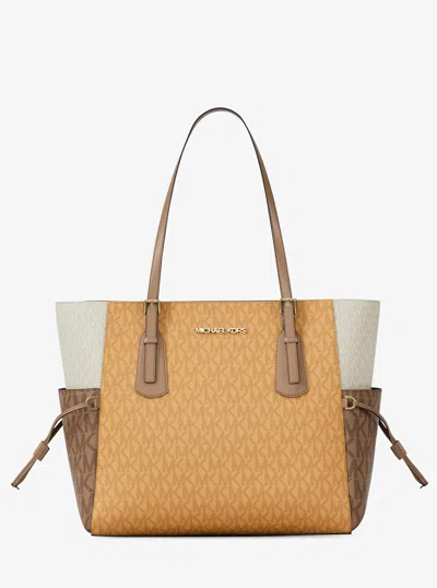 Michael Kors Voyager Large Color-block Signature Logo Tote Bag In Yellow