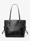 Michael Kors Voyager Large Patent Logo Debossed Tote Bag In Black