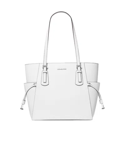 Michael Kors Voyager Large Saffiano Leather Tote Bag In White
