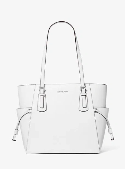 Michael Kors Voyager Large Saffiano Leather Tote Bag In White