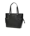 Michael Kors Voyager Black Leather Tote In Black